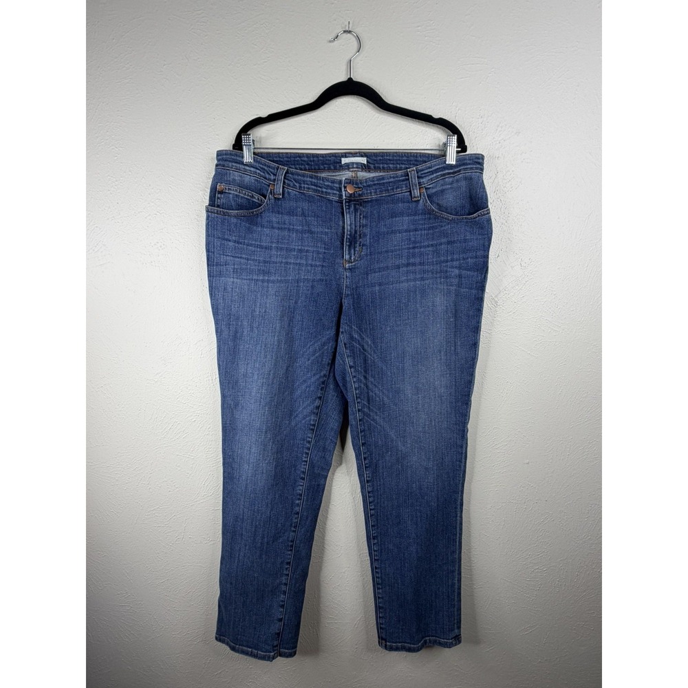 Eileen Fisher Woman 16W Blue Organic Cotton Tapered Leg Jeans Medium Wash Denim - Picture 1 of 9